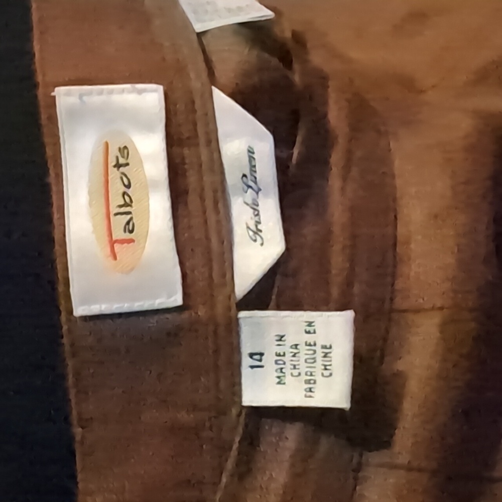 TALBOTS 100% Irish Linen Pants Slacks. Trousers. Brown NWOT Size 14